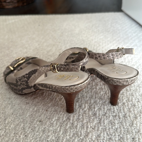 Cole Haan Slingback Heels | sz 8.5 B | neutral snakeskin color like new - Picture 9 of 10